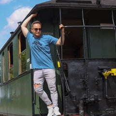 Herren T-Shirt "Stone Blue-Schwarz Glanz"