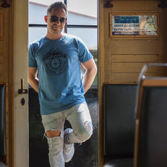 Herren T-Shirt "Stone Blue-Schwarz Glanz"