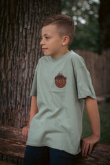 Kids Shirt "Olive+ LederPatch“