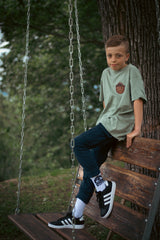 Kids Shirt "Olive+ LederPatch“