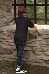 Kids Shirt "Schwarz+ LederPatch“