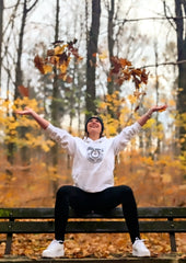 Damen Hoodie "Weiß-Schwarz"