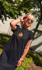 Damen Sommerkleid lang in "5 Farben + LederPatch"