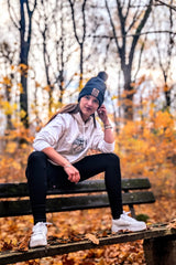 Damen Hoodie "Weiß-Schwarz"