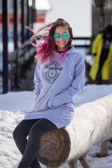 Damen Hoodie Dress "Grau-Schwarz"