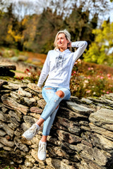 Damen Hoodie "Weiß-Schwarz"