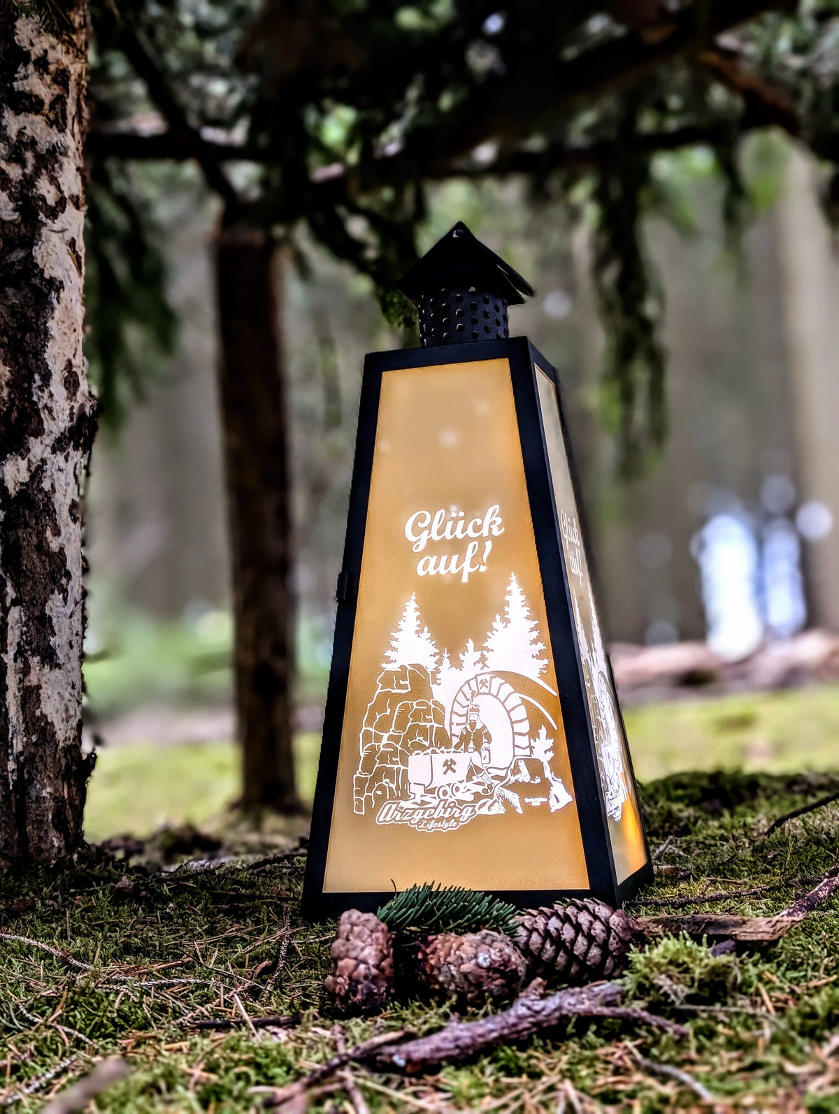 ArzgebirgLifestyle Laterne „Glück Auf" "Black + White Edition"